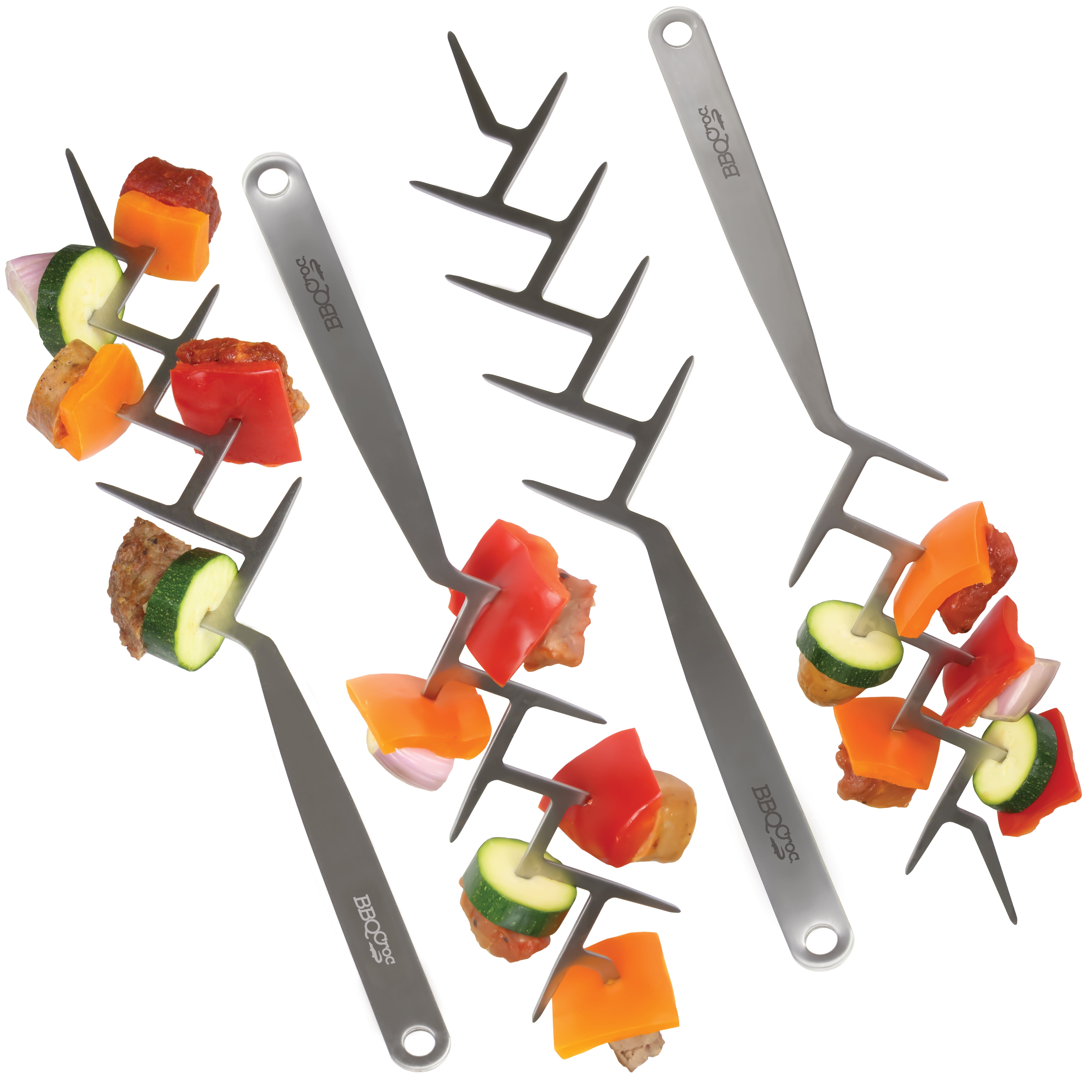 BBQ Croc Zig Zag skewers Set of 4, Stainless Steel
