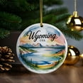 thumbnail image 4 of Wyoming, Yellowstone Lake Travel Ornament – Custom Ceramic Ornament for Christmas Tree Decoration, Souvenir Gift for Travelers, Couples, Friends, Valentine Gifts 218OR247, 4 of 5