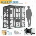 thumbnail image 2 of Large Walk-in Window Waterproof Roof Outdoor Catio with Platforms & Hammock, Grey, 2 of 7