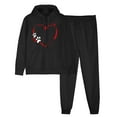 thumbnail image 2 of ibuvkizy Sweatsuits Women 2 Piece Outfit!Men's and Women's Sports Tracksuits Long Sleeve Pullover Hoodies Sweatshirt Loose Coat and Sweatpants Fall Winter Suit Black,S, 2 of 7