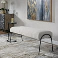 thumbnail image 3 of Uttermost Jacobsen Contemporary Fabric and Iron Bench in Warm Gray/Aged Black, 3 of 7