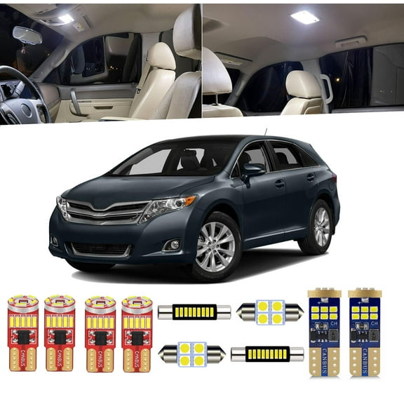 15 Piece Car Interior LED Lights Kit for Toyota Venza 2008-2016 Interior LED Light Bulbs Packag Kit License Plate Bulbs Install Tool