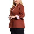 thumbnail image 5 of MODA NOVA Juniors Plus Size Stripe Cuff Notched Lapel Casual Blazer, 5 of 7