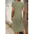 thumbnail image 2 of Women's Jungle Green Waffle Texture T-Shirt Dress with Short Batwing Sleeves - [ZhiHiMeRi] | (US 12-14)L, 2 of 12