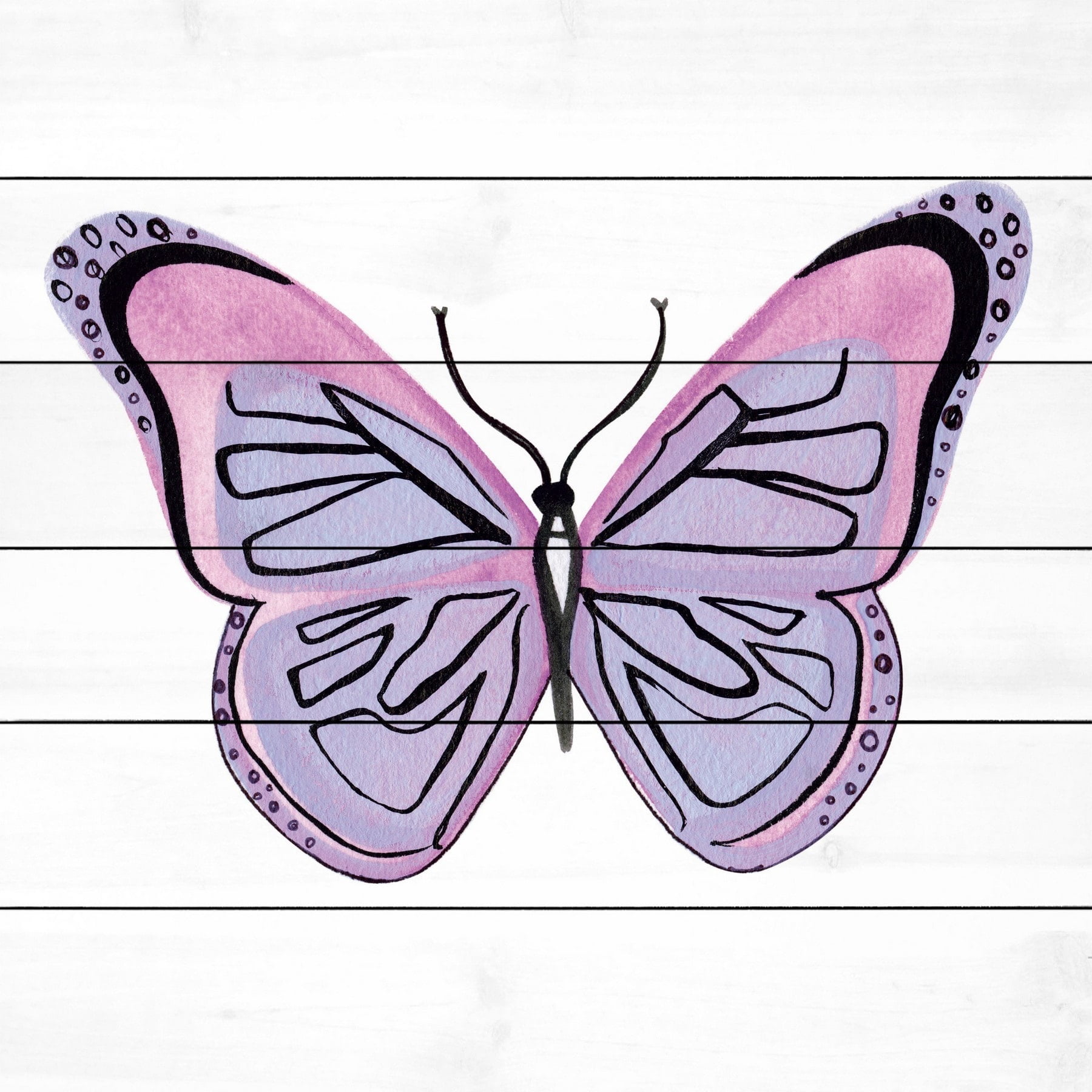 Marmont Hill "Lavender Butterfly" by Molly Rosner Painting Print on White Wood