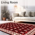 thumbnail image 2 of ODIKA 6'x9' Machine Washable Non-Slip Area Rug, Heritage Paisley Cascade with Teardrop Accents High Traffic Rug with Pad, Red, 666348, 2 of 8
