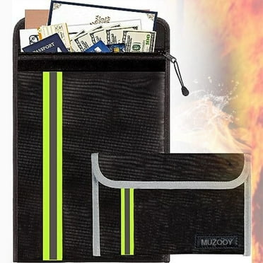 MUZOOY Fireproof Waterproof Bag 2 Pack, for A4 Documents Holder File Cash Jewelry Passport