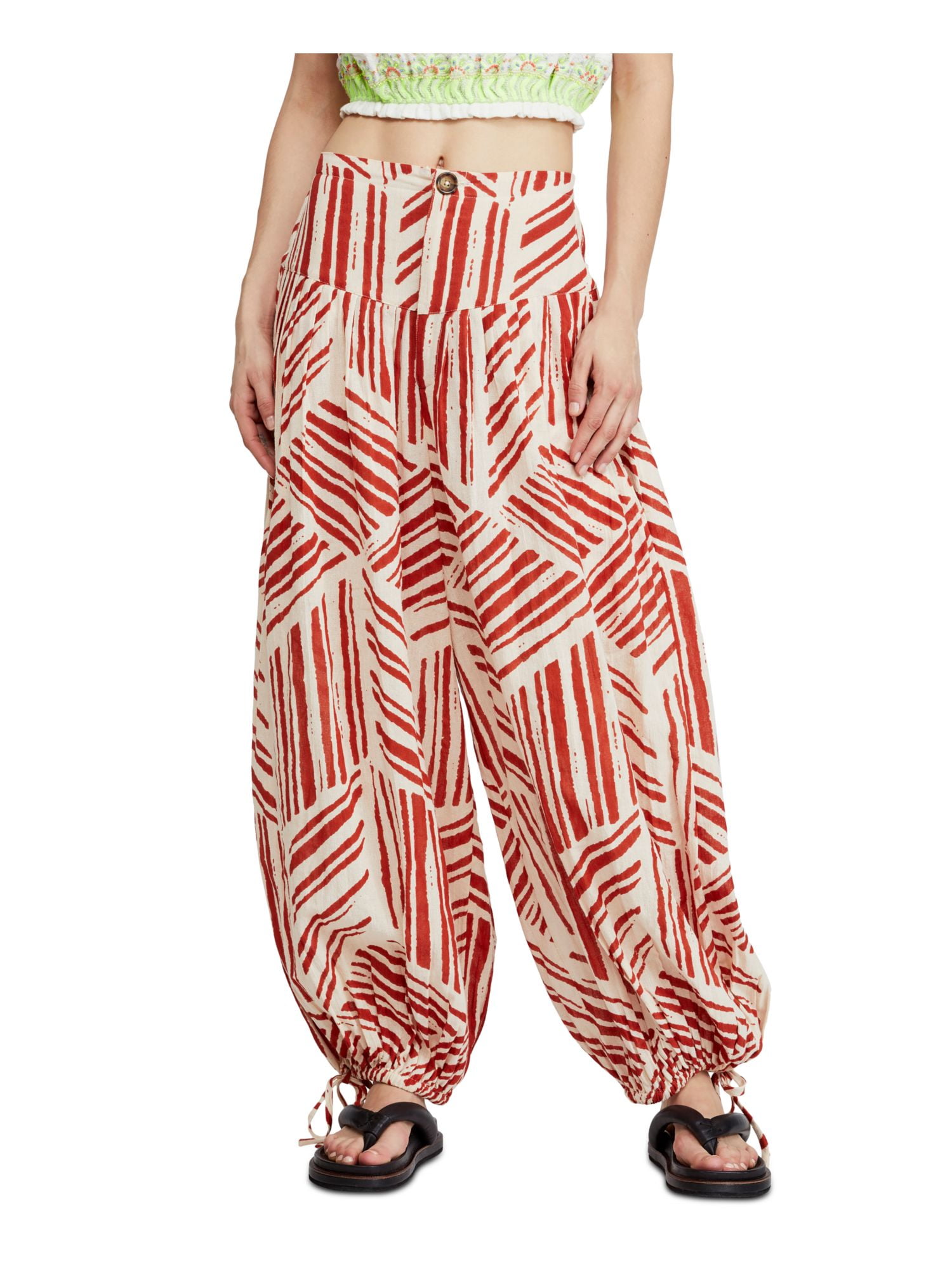 Womens Ivory Printed Harem Pants 