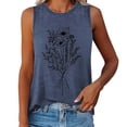 thumbnail image 2 of DHFJKG Summer Floral Graphic Tee Women Sleeveless Crew Neck Comfortable Tank Top Loose Fit Basic Beach T Shirts Comfortable Tops, 2 of 5