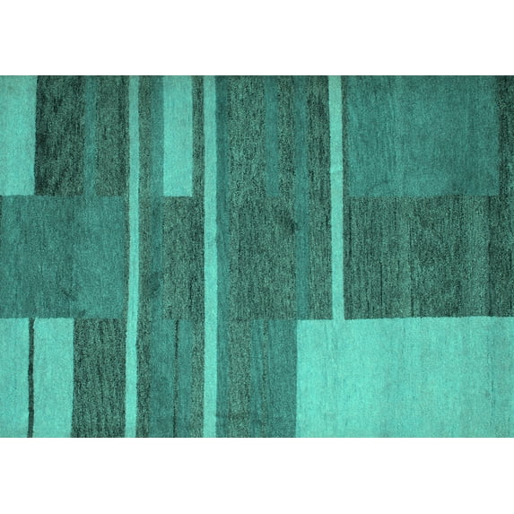 Ahgly Company Indoor Rectangle Abstract Turquoise Blue Contemporary Area Rugs, 2' x 5'