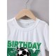 thumbnail image 3 of Boys' Summer Soccer Theme Birthday Graphic Tee, Casual Crew Neck, Polyester Knit Top with Slight Stretch, Regular Fit, for Children 12 and Under, 3 of 6