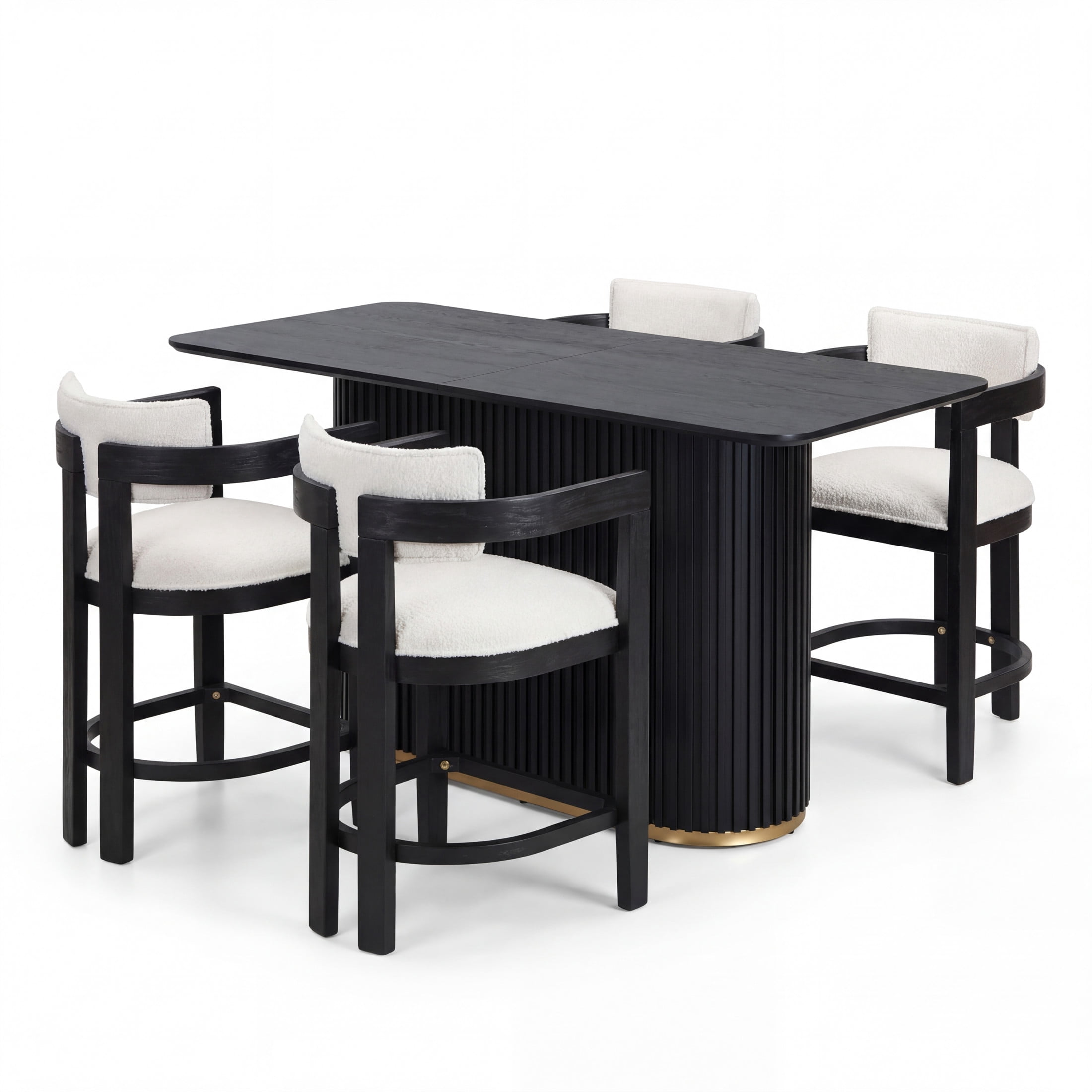 Christopher Knight Home 5-Piece Mid Century Counter Height Dining Table with Round Arm Bar Stools, Black