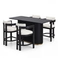 thumbnail image 3 of Christopher Knight Home 5-Piece Mid Century Counter Height Dining Table with Round Arm Bar Stools, Black, 3 of 16