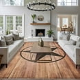 thumbnail image 4 of Area Rug for Living Room, Western Star Retro Non-Slip Indoor Large Carpet for Bedroom/Dining Room, Country Farmhouse Brown Wooden Grain Washable Low-Profile Rectangle Floor Runner Rugs - 6 x 9 Ft, 4 of 7