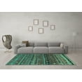 thumbnail image 3 of Ahgly Company Machine Washable Indoor Rectangle Abstract Turquoise Blue Contemporary Area Rugs, 2' x 3', 3 of 4