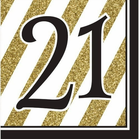 Black and Gold 21st Birthday Napkins, 16pk