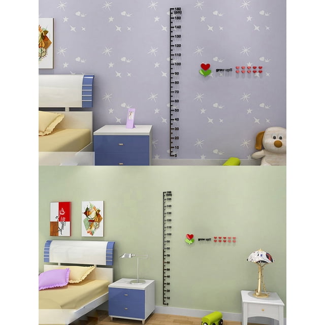 Kid Room Deco Height Ruler Measure Chart Diy 3D Acrylic Crystal Wall Stickers