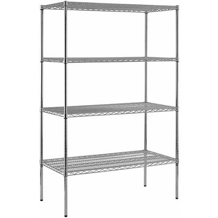 Muscle Rack Heavy Duty Steel Adjustable Wire Shelving, 800 lb Capacity, 48"W x 86"H x 24"D, 4 Shelves, Chrome