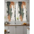 thumbnail image 2 of Vintage Sage Green Orange Curtains 45 Inch Length, Sheer Curtains for Bedroom Living Room Window Modern Abstract Art Rod Pocket Voile Drapes Kitchen Curtains Small Half Window 42"x45" 2 Panels, 2 of 7