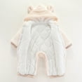 thumbnail image 4 of Caqnni Unisex Baby Hooded Jumpsuit Cotton Long Sleeve Warm Winter Outwear Outfits Fall Winter Onesie Outwear for 0-24 Months Baby (3-6 Months,White), 4 of 7