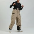 thumbnail image 2 of Men Snow Bibs, Women Baggy Ski Pants Snowboard Overall Insulated Warm Waterproof Windproof for Outdoor Winter Khaki XXL, 2 of 9