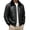 Black, variant on Men's Faux Leather Bomber Jacket With Fuzzy Shearling Collar Zip Front Multi Pocket Outerwear For Cold Evening Road Trips & Vintage Biker Outfits Black M