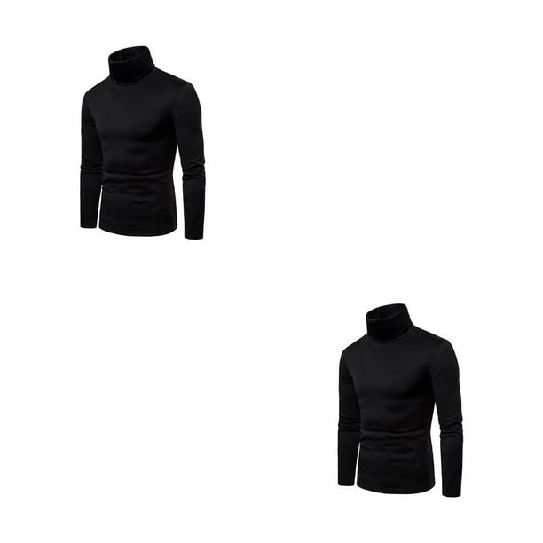 Qarigey Hombre Camisa Térmica Cuello Alto Jersey Color Sólido Ropa Interior De Invierno Negro S 2Conjunto