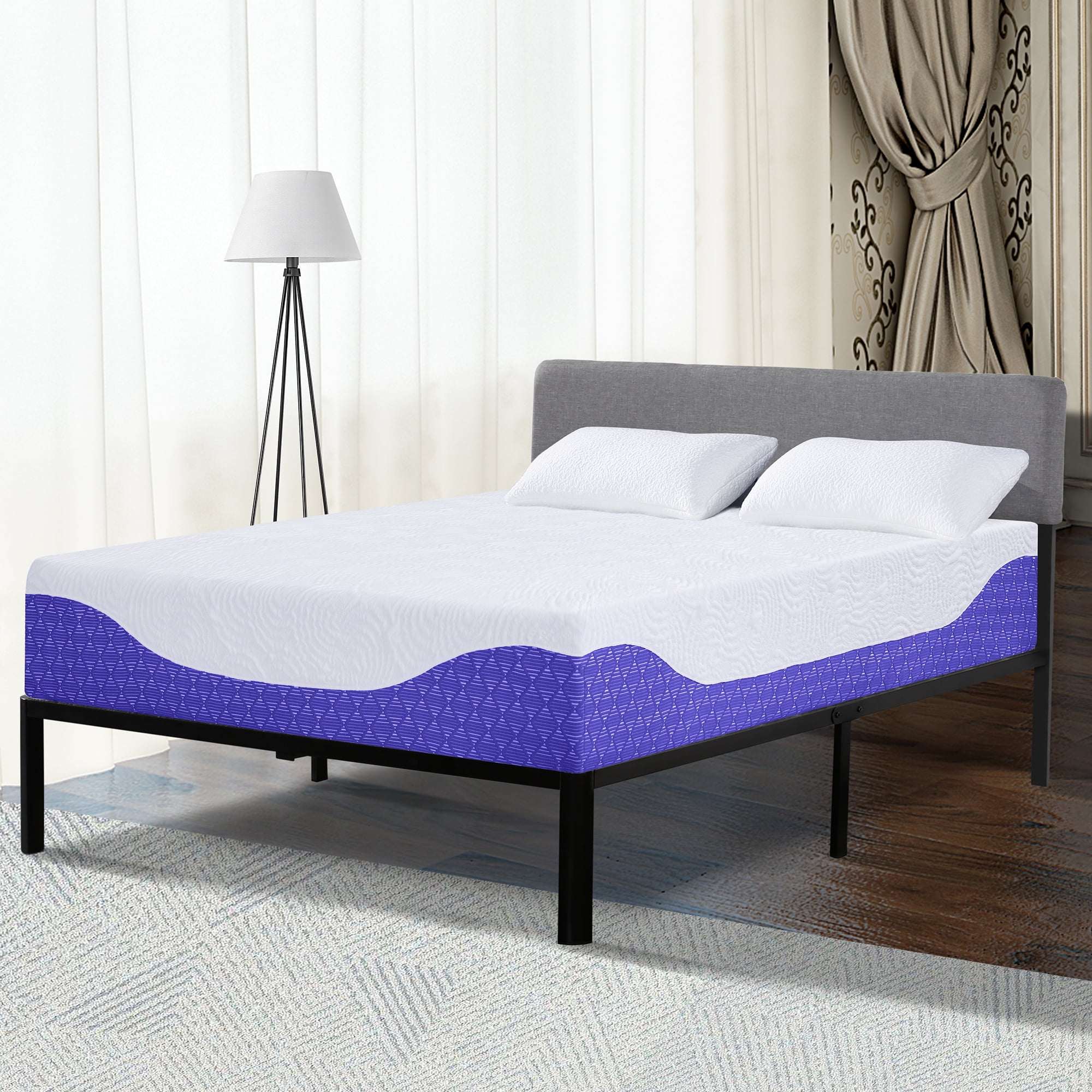Granrest iGel Infused 12" Memory Foam Mattress, Cobalt Blue, Queen