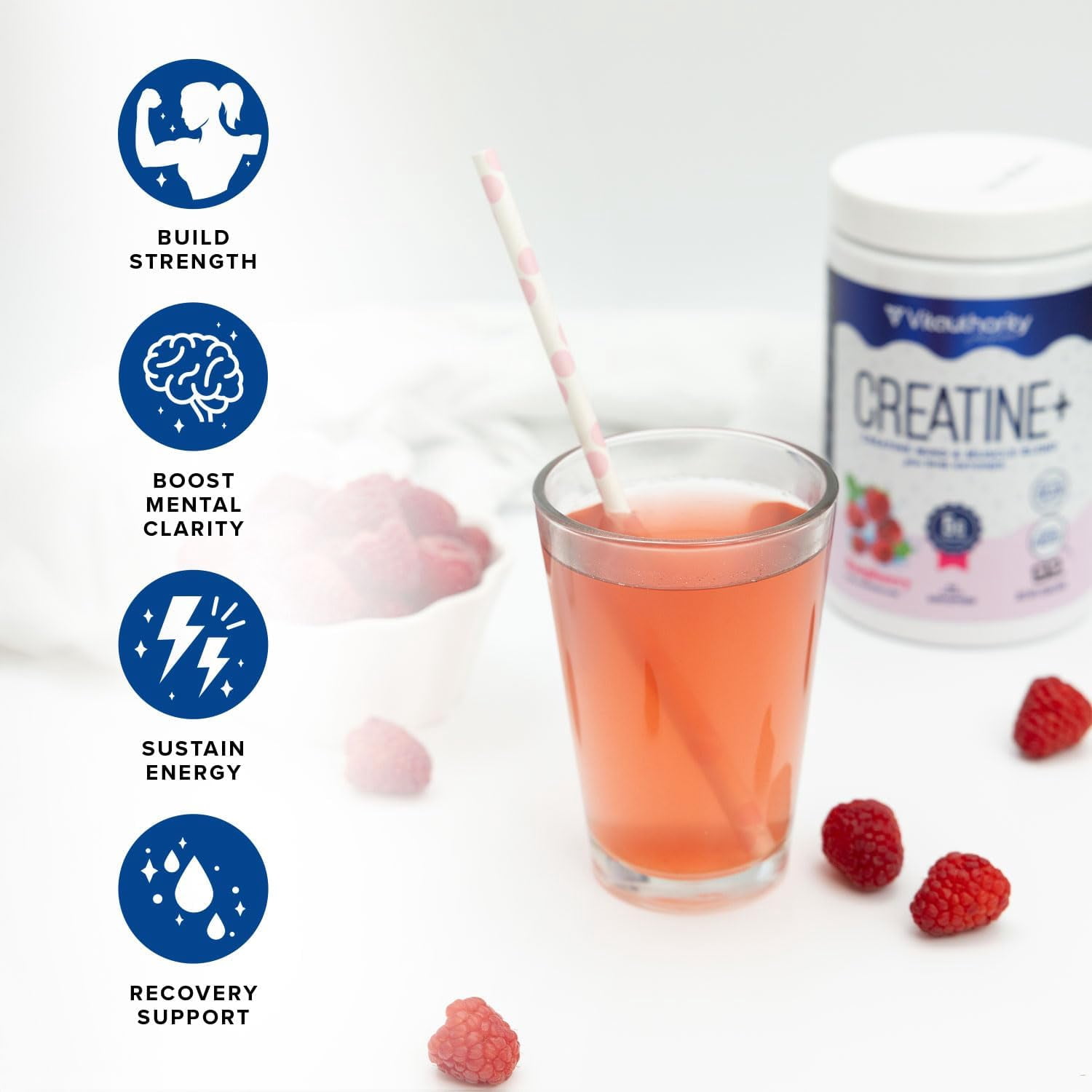 Vitauthority Creatine Powder for Women with goBHB and CognatiQ, Pineapple Coconut, 60 Servings