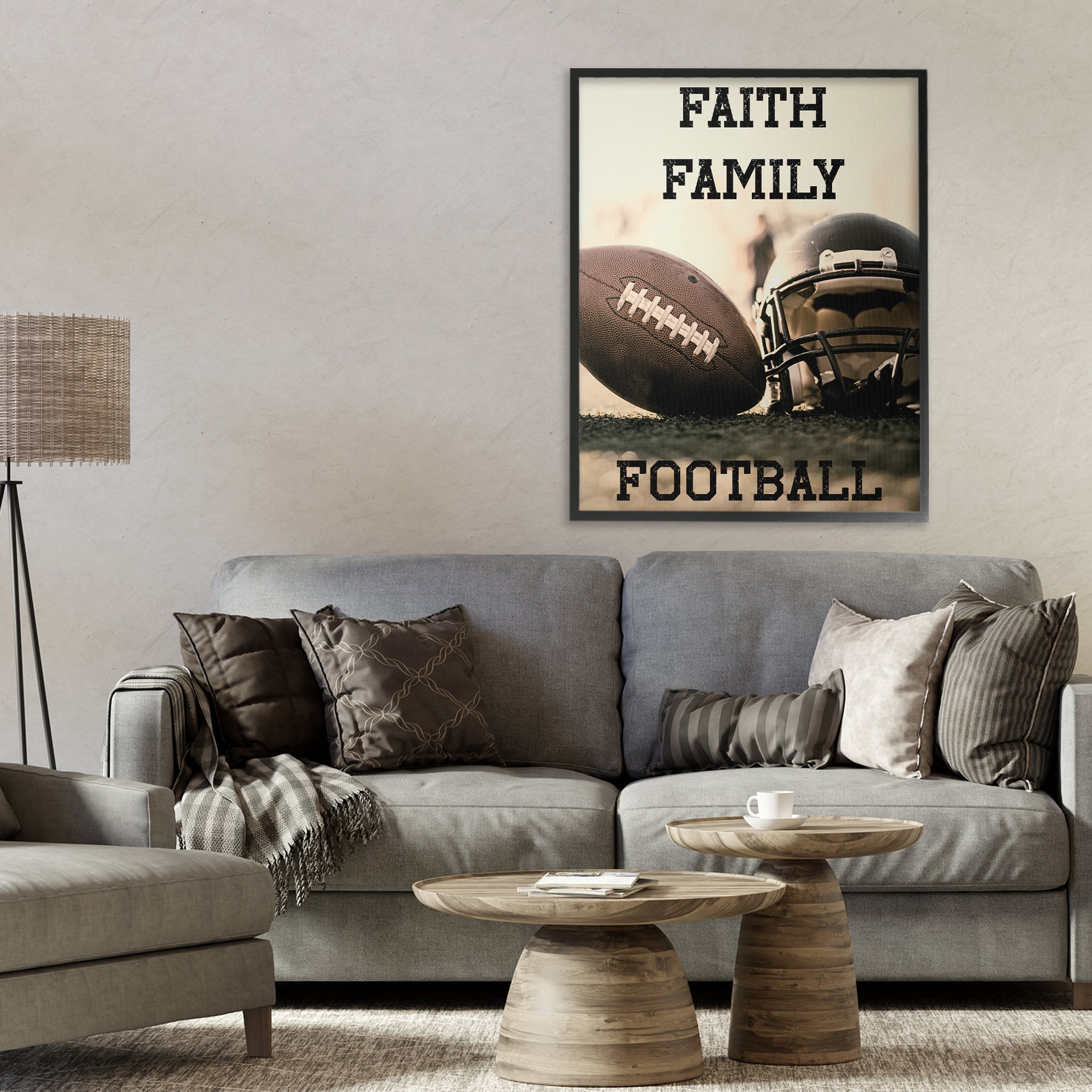 Stupell Industries Faith Family Football Black Framed Giclee Art, design by Jesse Keith