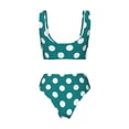 thumbnail image 2 of Honeii Teal And White Polka Dot Print Women’s Bikini Set,Two Piece Swimsuit Bathing Suits,Stylish High Elasticity Swimwear for Beach and Pool, 2 of 7