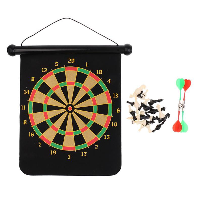 Magnetic Dartboard Two Sides Portable Roll Up Chess Board 39x31cm Game Gifts 