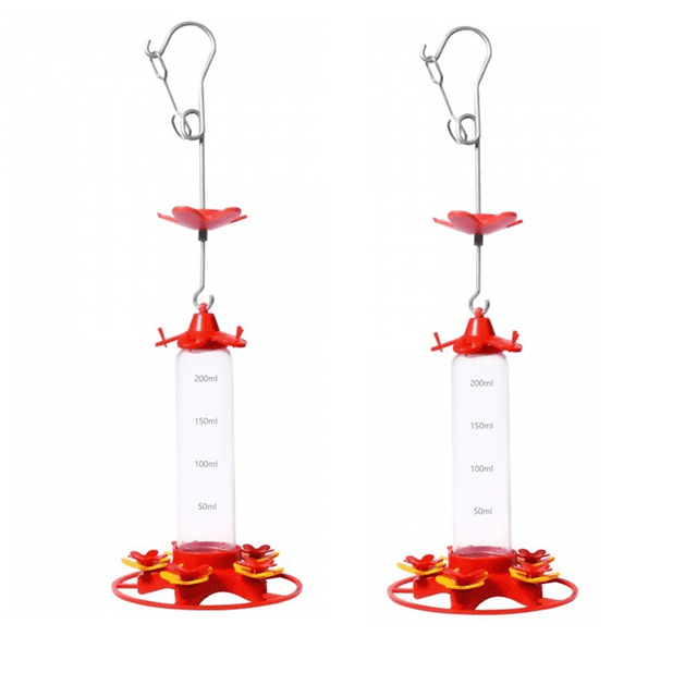 2PCS Bird Feeder 200Ml Plastic Feeders for Outdoors, with Built-In Ant Guard-Circular Perch with 5 Feeding Ports
