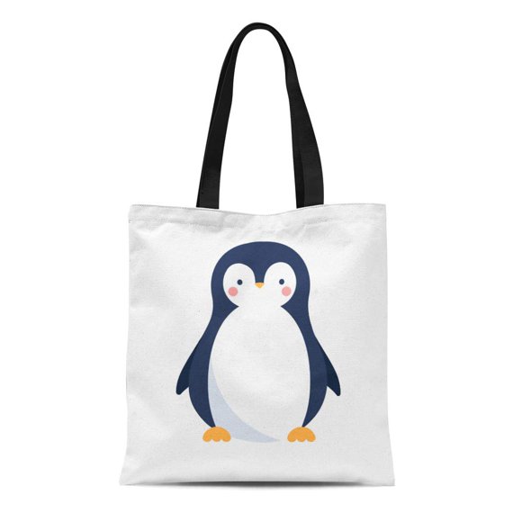 POGLIP Canvas Tote Bag Baby Cute Penguin Cartoon Celebration Character Children Christmas Dancing Durable Reusable Shopping Shoulder Grocery Bag