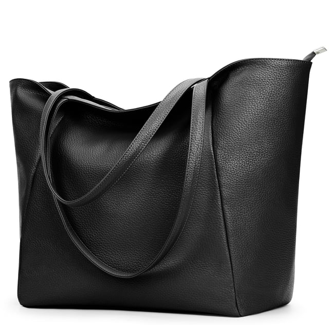 Bolso de mano KALIDI, tamaño grande, piel vegana, 23 litros, para mujer, color negro