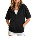 thumbnail image 2 of Hoodie for Kids Zip up Jacket Unisex Lightweight Casual Sweatshirt with Zip off Sleeve Convertible Black Hoodies Size 5-15 Years, 2 of 8