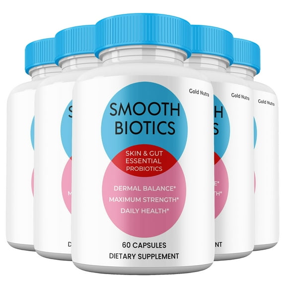 Smooth Biotic Capsules, Smooth Biotic Supplement for Skin and Gut, Advanced Maximum Strength All Natural Probiotic Pills (5 Pack)