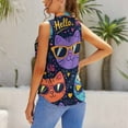 thumbnail image 3 of Colorful Cat Faces With Sunglasses Pattern Blouses Women Bow Tops Elegant Sleeveless Office Work Shirt Casual Holiday Women's Tops, 3 of 6