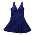 thumbnail image 1 of Greeniant Traje de baño sin mangas con cuello en V plisado de piezas para mujer Traje de baño Azul METRO Greeniant OD001460-06, 1 of 6