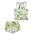 thumbnail image 5 of Xoenoiee Lemon Flower Print Girls Tankini Bikini Set Fashion Racerback Sport Tank Tops Hawaii Swim Shorts Two Piece Swimsuit Outfits Bathing Suit, 12-13 Years, 5 of 7