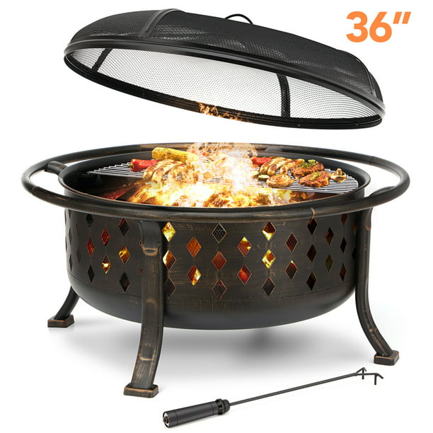 36 Inch Outdoor Fire Pit 2 In 1 Large, 36 Inch Outdoor Wood Burning Fire Pit
