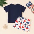 thumbnail image 4 of NOLDARES Independence Day Toddler Boy Outfit Short Sleeve T-Shirt + Elastic Waist Shorts Flag Print 2Pcs Summer Clothes for Boys(Black,2-3 Y), 4 of 7