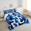 thumbnail image 4 of Feelyou Blue Camo Abstarct Bedding Comforter Set for Teens, Chic Camouflage Twin Comforter Sets, Cartoon Pixelate Miner Reversible Bedding Set, Lightweight Room Decor, 2pcs, 4 of 9