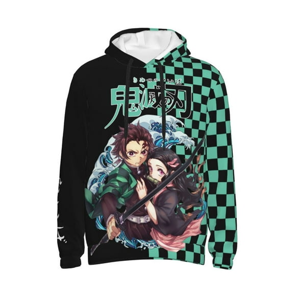 Unisex Adult Demon Slayer Tanjiro Kamado Pullover Hoodie Novelty Anime Outerwear Long Sleeves Hooded Sweatshirt For Men Women