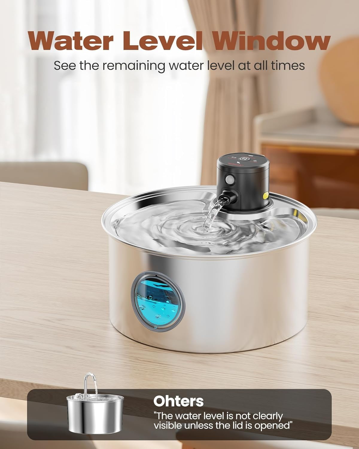 Cat Water Fountain Wireless Cordless: Cat Fountain Battery Operated - Stainless Steel Pet Water Fountain Rechargeable - 108oz/3.2L Automatic Cats Fountains for Drinking with Motion Sensor