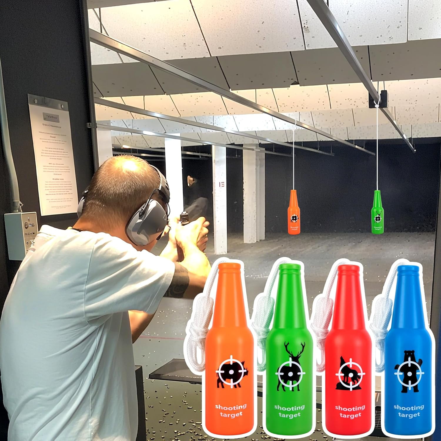 Ebaokuup 8 Pack Shatterproof Bottle Shooting Targets, Hunting Plastic Bottle Targets with Hanging Rope, Portable Bright Color Bottles Target for Indoor Outdoor Gun Range Firearm Practice Accessories