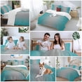 thumbnail image 5 of 3 Piece Teal Grey Ombre Duvet Cover Set Full Size, Microfiber Comforter/Quilt Cover with Corner Ties and 2 Pillowcases, Gradient Contemporary Abstract Art All Season Soft Bedding with Zipper Closure, 5 of 8