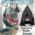 thumbnail image 3 of Oversized Hanging Egg Chair Outdoor Indoor, Wicker Swing Egg Chair with Stand Rain Cover UV Resistant Cushion 400lbs Capacity for Bedroom, Patio, Garden and Balcony (Hawaii Blue-Regular), 3 of 12