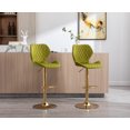 thumbnail image 2 of Guyou Adjustable Swivel Bar Stools Set of 2, Modern Velvet Counter Height Chairs with Backrest and Footrest for Kitchen Island Bar Restaurant, Green, 2 of 11