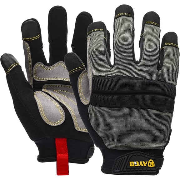 Work Gloves For Men, KG125M Mechanic Utility Work Gloves for All Purpose, Excellent Grip, Heavy Duty, Improved Dexterity, Touch Screen, Large